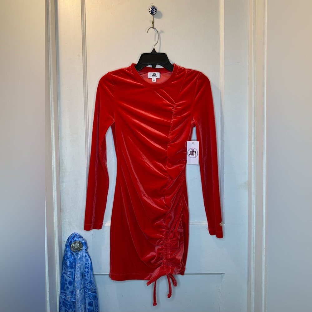 Juicy Couture Red Velvet Long Sleeve Dress - Picture 3 of 5
